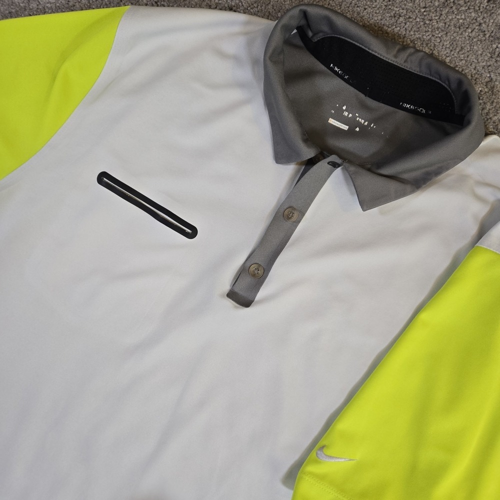 Nike Golf Tour Performance Dri-Fit Polo Shirt Men's Size XL Yellow/White/Gray